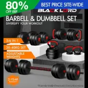 BLACK LORD 20kg 40kg Dumbbell Set Adjustable Barbell Kettlebell Home Gym Fitness