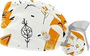 [YTYVAGT] 2-Pc,Gourd-Shaped Working Cap,Fisherman Hat with Buttons and Cotton Sweatband,Abstract Fox Seamless Pattern