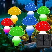 [Ninonly] 8 Pcs Solar Mushroom Lights, 8 Modes Solar Garden Lights, Waterproof Solar Outdoor Lights, Multi-Color Solar Fairy Lights for Garden Pathway Patio Lawn Decoration
