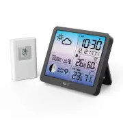 Temperature Humidity Sensor Indoor Outdoor Real Time Monitoring Weather Clock High Precision Hygrometer Thermometer Dual