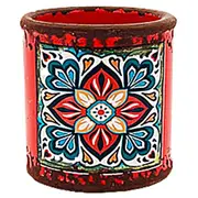 Red Turkish/Urban Inspired Ceramic Flower Pot 7.3x7.5cmH Round Cylinder Look