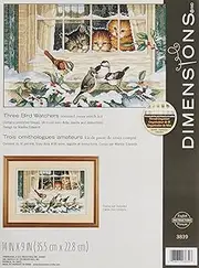 Dimensions Counted Cross Stitch Kit 'Three Kitten Bird Watchers', Ivory Aida, 14'' W x 9'' H, 18 Count