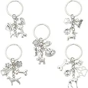 KitBeads 5Pcs Dog Paw Keyrings Tibetan Dog Collar Charms Metal Pet Puppy Keychains for Dog Lovers Bags Purses Car Keys Bulk, Metal, No Gemstone