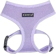 [Puppia] Soft Dog Harness No Choke Over-The-Head Triple Layered Breathable Mesh Adjustable Chest Belt and Quick-Release Buckle, Violet, Medium