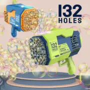 132 Holes Bubble Gun Automatic Bazooka Soap Water Bubble Machine Kids Summer Toy