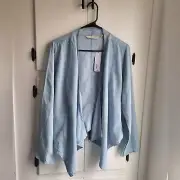 Soft Surroundings Light Blue Open Front Waterfall Chambray Cardigan Medium