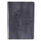 Strong & Courageous Classic Lux-Leather Zip Journal (English) Leather Book