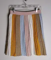 Eva Franco Anthropologie Sparkle Blue Pink Ivory Pleated Skirt Medium NWT