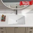 Sinber 21" x 14" Rectangular White Ceramic Undermount Vanity Bathroom Sink