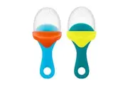 2pc Boon Pulp Silicone Feeder Food Fruit Vegetable Pacifier Baby 6m+ Blue Orange