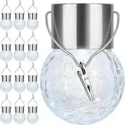 Outdoor Hanging Solar Lights,Cracked Glass Solar Lights Waterproof LED Decorative Ball Lights Tree Solar Powered Globe Lights with Hook,Daylight White (12 Pack)