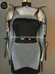 Medieval Pouldron Gorget , Bracers, Chainmail Armor, Cosplay, SCA, LARP Armor.