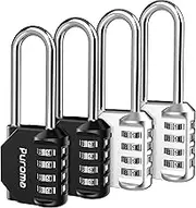 Puroma 4 Pack 2.6 Inch Combination Lock 4 Digit Outdoors Padlock for School Gym Locker, Sports Locker, Fence, Toolbox, Case, Hasp Storage (Black & Silver)