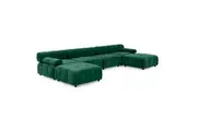 Foret 6 Seater Sofa Modular Arm Ottoman Tufted Velvet Lounge Couch Chaise 5 Colors
