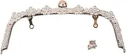 [KONGKNUANK] Metal Purse Frames，Bag Making Supplies 22CM Fashion Arch Flower Diamond Metal Making Kiss Clasp Purse Frame for Bag Clutch Clasp to The Bag Accessories