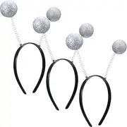 Honoson 3 Pieces Alien Headband with Silver Martian Antenna and Alien Ears for Halloween Party Costume Accessory