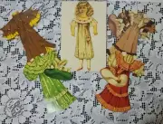 Antique 1894 Raphael Tuck Victorian 9" Paper Doll w/Dress & Hat