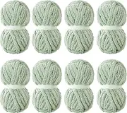 [MABOZOO] 8 Pack Super Bulky Chunky Chenille Yarn for Hand Knitting,Big Yarn for Chunky Blanket,Large Thick Arm Knitting Yarn,Fluffy Soft Plush Jumbo Yarn Crocheting,Sage Green