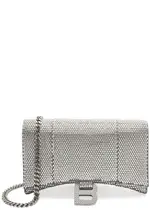 Balenciaga Hourglass Crystal-embellished Wallet-on-chain - Silver ONE SIZE