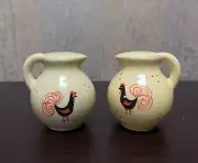 Ceramic Pale Yellow Pitcher Black Rooster Salt and Pepper Shakers
