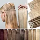 Double Weft Clip in THICK Remy Human Hair Extensions Full Head Balayage Straight