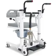 Equipmed Patient Lift Transfer Chair, Easy Hydraulic Height Adjustment, Shower Compatible, Over Toilet, Removable Commode, for Seniors Elderly Disable