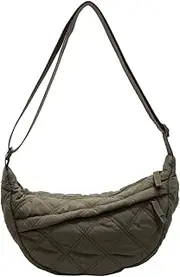 [AZURAOKEY] Crossbody Bag for Women Men Adjustable Strap Crescent Bag Nylon with Zipper Shoulder Bag Trendy Handbag Travel Sling Bag