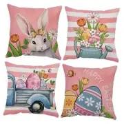 Easter Throw Pillow Covers 18x18 Set of 4 Soft Velvet Spring Easter Pillow