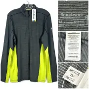 Smartwool Merino Sport Long Sleeve 150 Gray 1/4 Zip Shirt Pullover Men's Size M