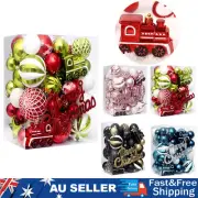 65Pcs Christmas Tree Balls Train Baubles Decor Ornaments Xmas Party Decorations
