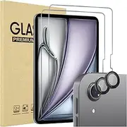 ProCase 2 Pack Screen Protector for iPad Air 13 Inch 2025 M3/ 2024 M2 + 2 Pack Camera Lens Protector Matching Tablet Colors, HD Tempered Glass Film Guard Saver for iPad Air 13” -Gray
