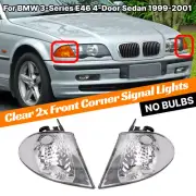 2X Clear Front Corner Signal Lights For BMW 3-Series E46 4-Door Sedan 1999-2001