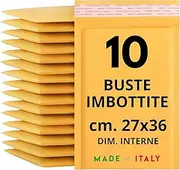 Easy8 10 Padded Mailing Bags 27 x 36 cm Bubble Envelopes Bubble Shipping Havana Paper with Adhesive Closure Yellow Sealed and Protective for Fragile and Delicate