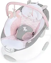 Ingenuity Soothing Baby Bouncer Infant Seat with Vibrations, Toy Bar & Sounds, 0-6 Months Up to 20 lbs (Pink Flora The Unicorn)