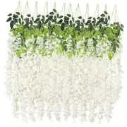 12pcs Wisteria Hanging Flowers 3.7 Ft Artificial Vine Fake Garland Silk