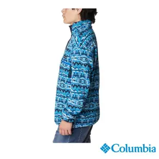 【Columbia 哥倫比亞 官方旗艦】男款- 半開襟刷毛上衣-藍色花(UEE03710BJ / 2022年秋冬)