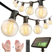 50FT Solar String Lights for outside G50 Waterproof with USB Port Solar Patio Li