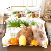 v5234 Bed Sheets Easter Bunny Eggs Duvet Cover Pillowcase Bedding Set Bed Sheets IU5234