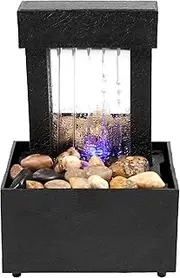 Tabletop Fountain with Light Battery/USB Operated Mini Indoor Water Fountain Feature Zen Meditation Fountain Decor Sound Relaxation Fountain Ornament for Table Office Home Bedroom (Waterfall)