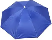 Fishing Umbrella Hat, Adjustable Folding Sun Rain Hat Umbrellafor Fishing Gardening Golf Sunshade Outdoor, 25in Oversize Sunscreen Windproof Head Mounted Umbrella Top(Sapphire Blue)