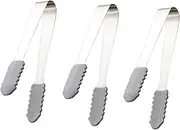 PEPLAYTAL 3Pcs Stainless Steel Ice Tongs with Gaps for Ice Cubes Sugar Cubes and More Food Serving Tongs for Cocktails and Whiskeys