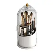 Makeup Brush Holder Organizer with Lid 360° Rotating Makeup Transparent