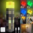 Minecraft Brown Stone Torch Night Light Rechargeable LED Mood Lamp Home Decor