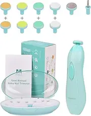 Megainvo Baby Nail File Clipper Trimmer,Electric Nail File w Light,Professional Safe Quite Baby Nail Trimmer,Automatic Baby Manicure Set for Newborn,Reusable Infant Nail File W 6 Grinding Heads
