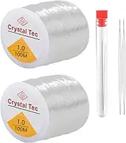 Stretchy String for Bracelets,2 Rolls of 200m,1.0mm Clear Elastic String Stretch Cord Jewelry Bead Bracelet String with 2 Pcs Beading Needles for Seed Beads,Pony Beads,Bracelets and Jewelry Making
