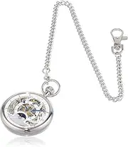[CHARLES-HUBERT PARIS] Charles Hubert 3816-W Dual Time Mechanical Pocket Watch, Silver, Mechanical