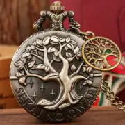 Vintage Life Tree Pocket Watch Quartz Movement Bronze Case for Women Men Kids