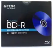 5 x TDK BD-R 25GB Blu-ray Blank Disc in Jewel Case