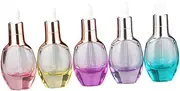 LOLIPPYY 5Pcs Essential Oil Dropper Bottles Durable Glass Essence Containers with Silicone Dropper Orange Gold Dark Purple Light Purple Blue for Perfumes