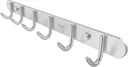 Coat Hook Rack on Wall Mounted - Sagmoc Wall Hook Rail, Durable Wall Mounted Hangers for Bedroom, Bathroom, Foyer, Hallway (304 Stainless Steel Brushed Nickel) 6R Hooks Round-Curved